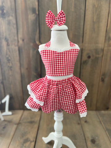 Ekose Vintage 3 lü set Kırmızı Ekose Vintage 3 lü set Kırmızı