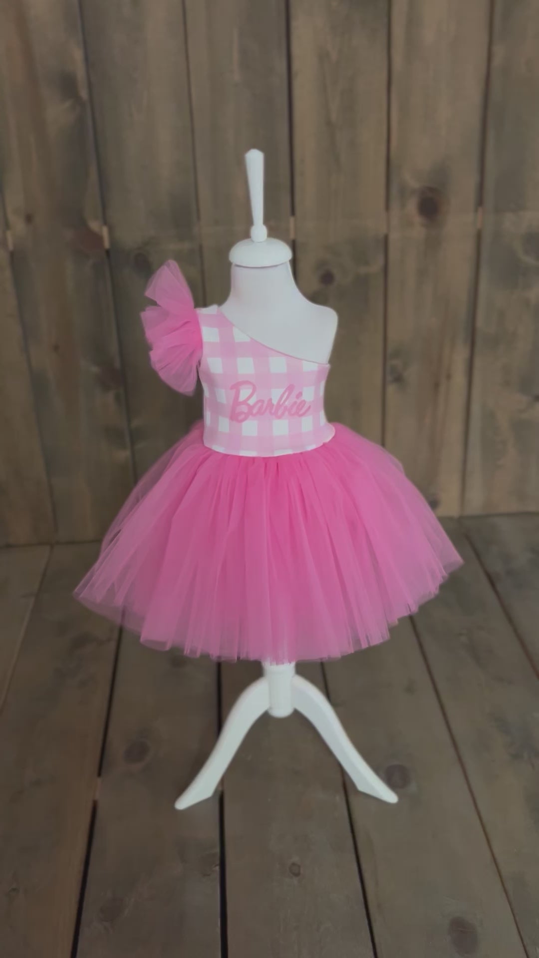 Barbie Ekose tek omuzlu tütülü elbise