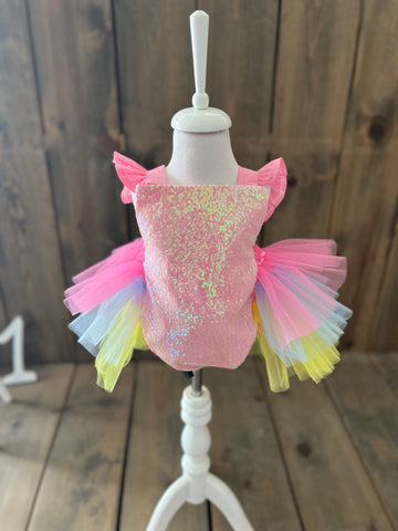 PEMBE UNICORN ROMPER KLASIK