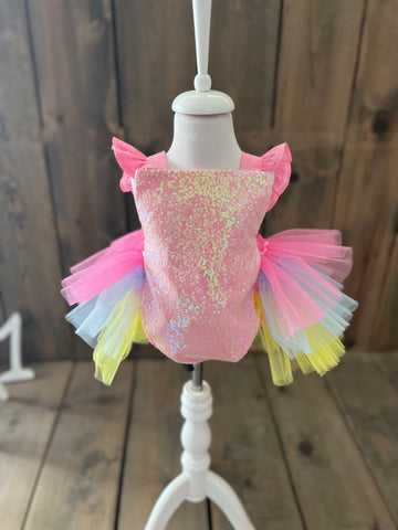 PEMBE UNICORN ROMPER KLASIK