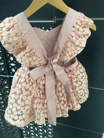 Somon dantel 1 yaş etekli tulum elbise