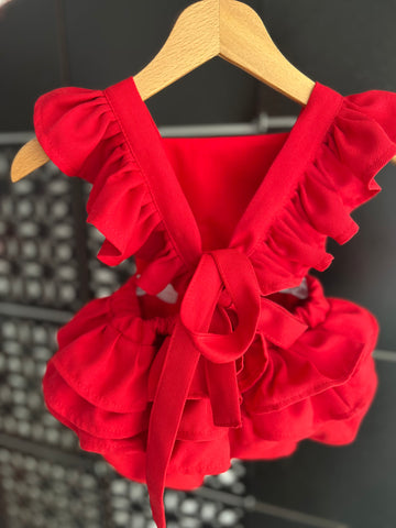 Nakışlı Klasik Tulum Kırmızı Yılbaşı temalı Baston şeker