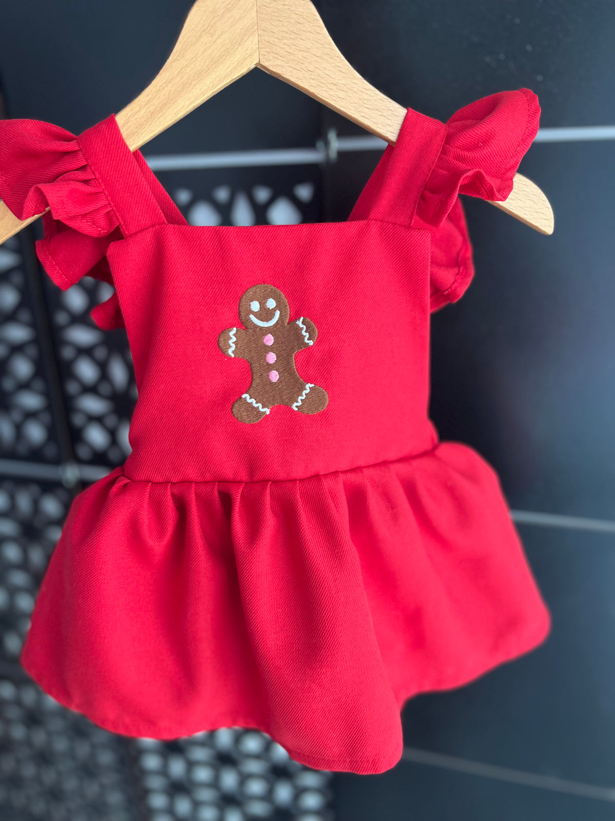 Nakışlı Klasik Tulum Kırmızı Yılbaşı temalı - Kurabiye adam