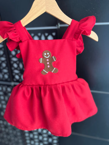 Nakışlı Klasik Tulum Kırmızı Yılbaşı temalı - Kurabiye adam