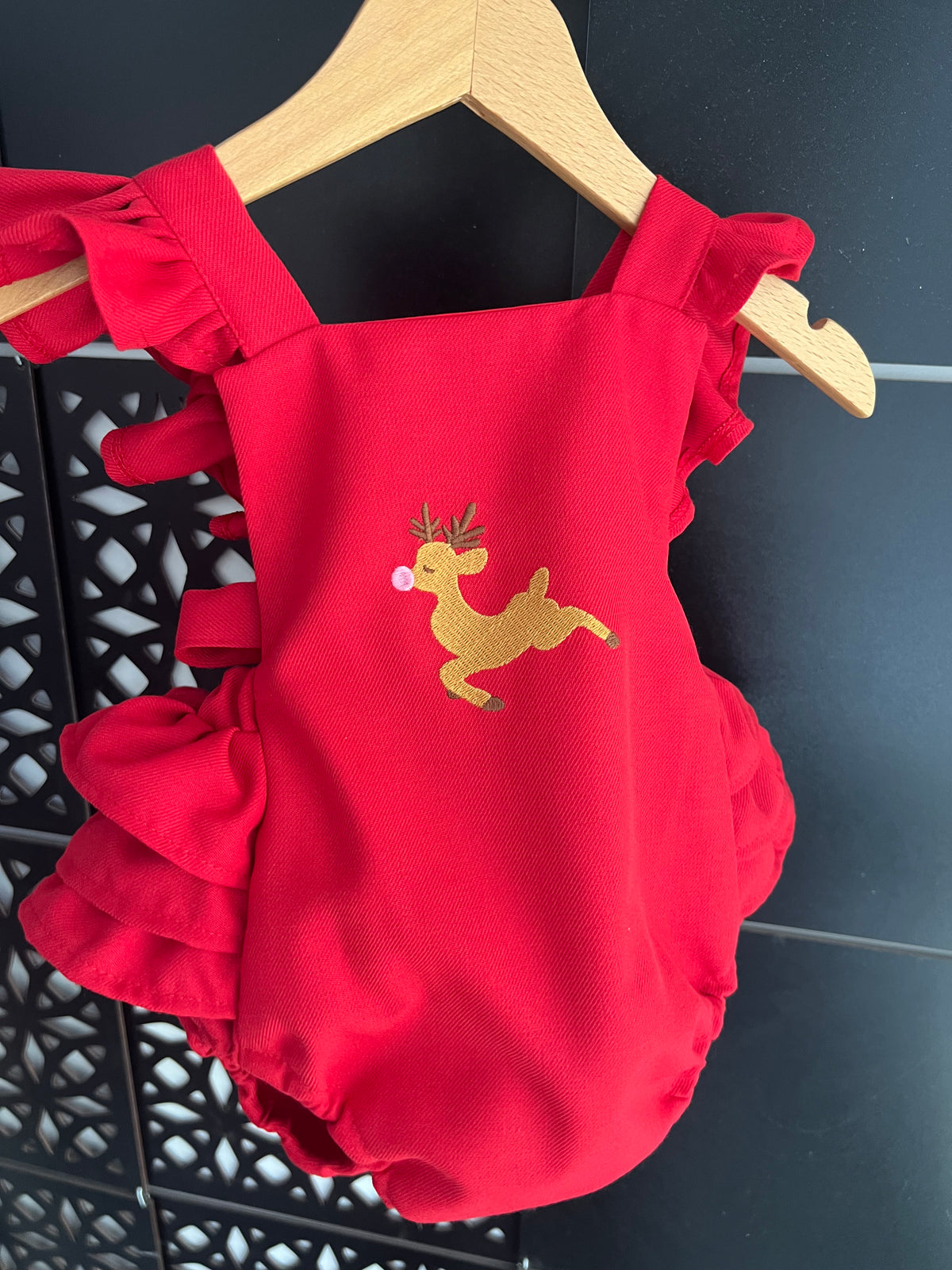 Nakışlı Klasik Tulum Kırmızı Yılbaşı temalı - Geyik