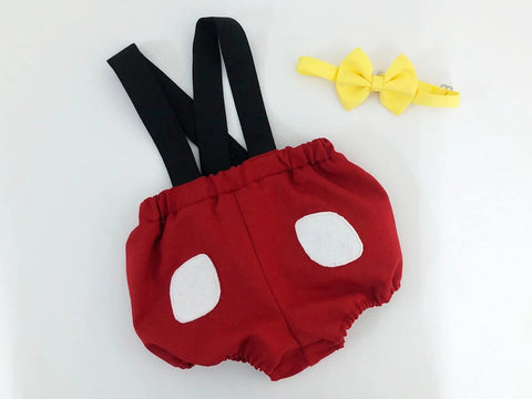 Mickey Unisex Askılı Şort ve Papyon Set